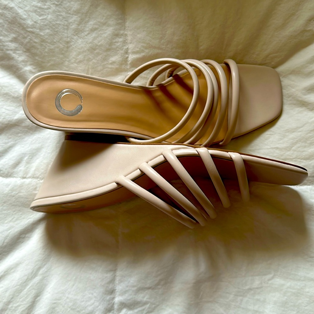 Journee Collection-Tan wedge sandals. Worn once. Size 11